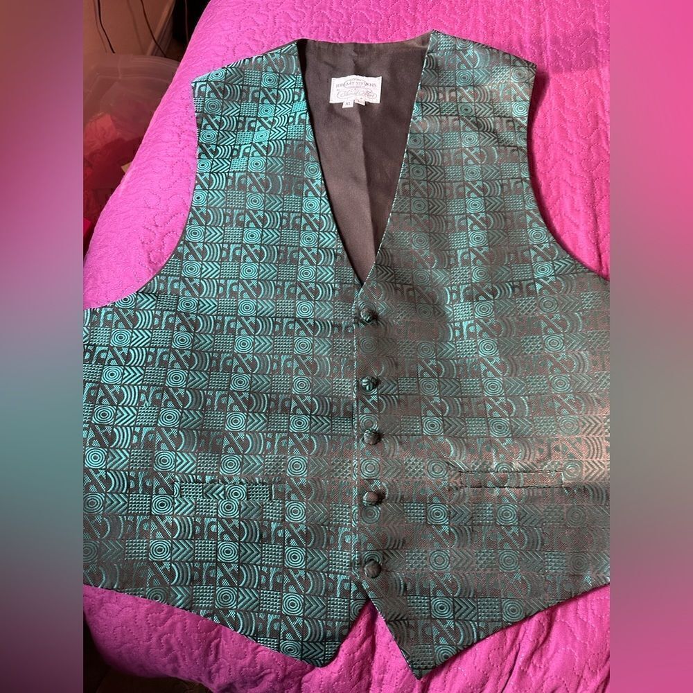 Jeremy Stevens aqua green vest, size large- extra large - tux vest